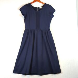 DownEast Navy Empire Waist Flared Midi Dress M